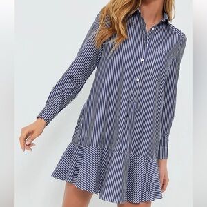 Tuckernuck Indigo Stripe Callahan Shirt Dress Blue White Stripe Long Sleeved